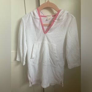 Crewcuts White Kids Swim Coverup with Pink Trim